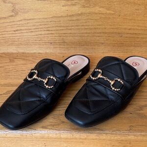 Blonde Black Quilted Slip-On Loafers